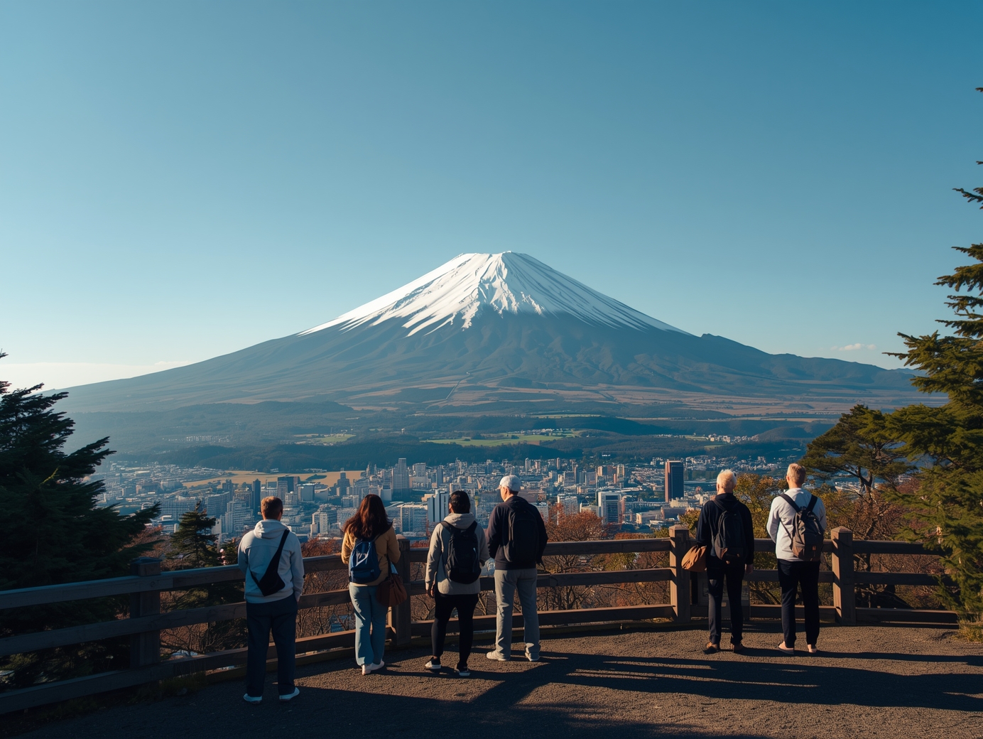 Mount Fuji view and lake
